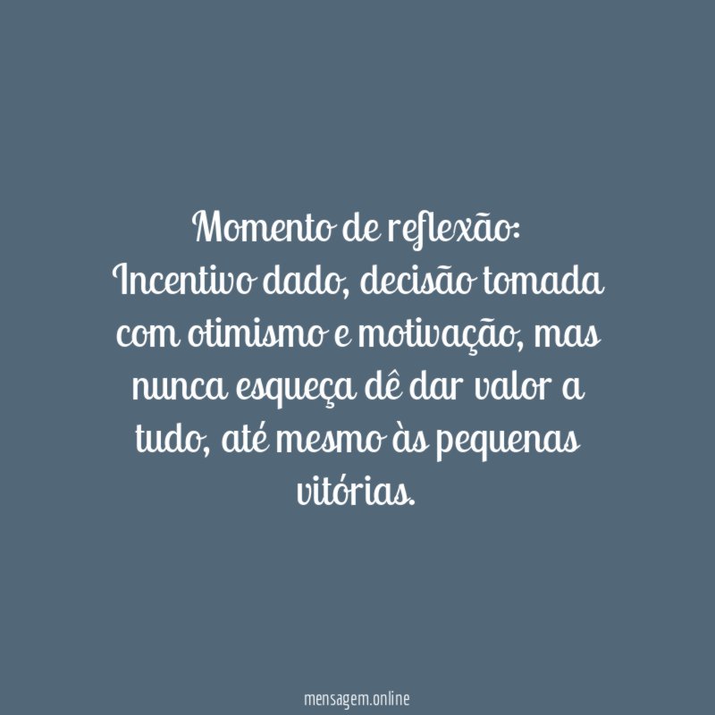 Momento de reflexão