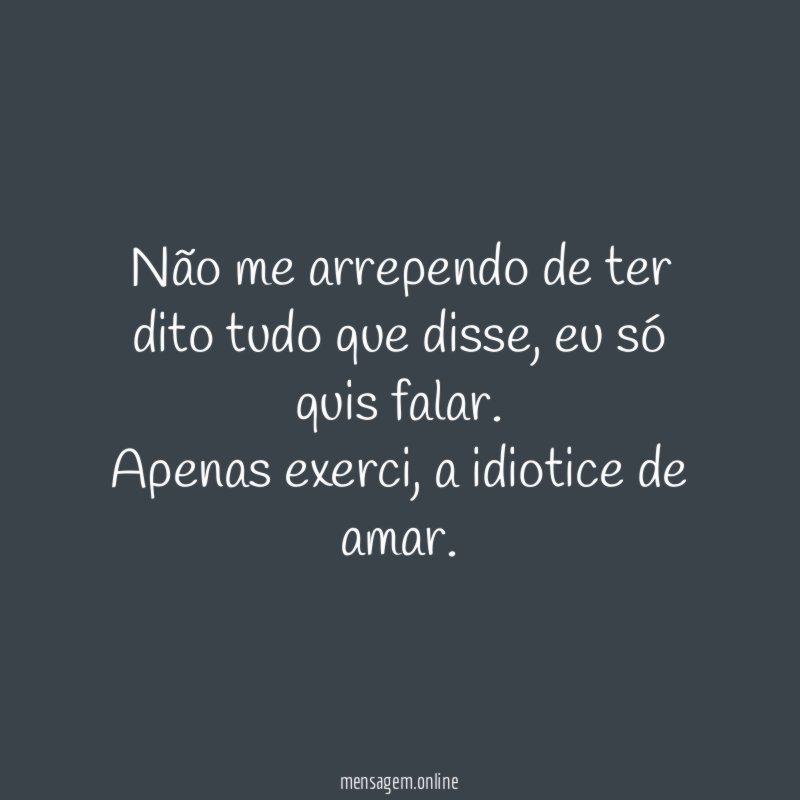 Não me arrependo de ter dito tudo que disse