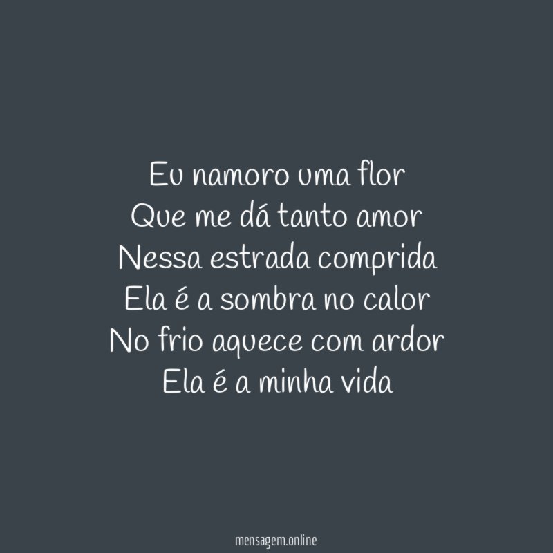 Eu namoro uma flor Que me dá tanto amor Nessa