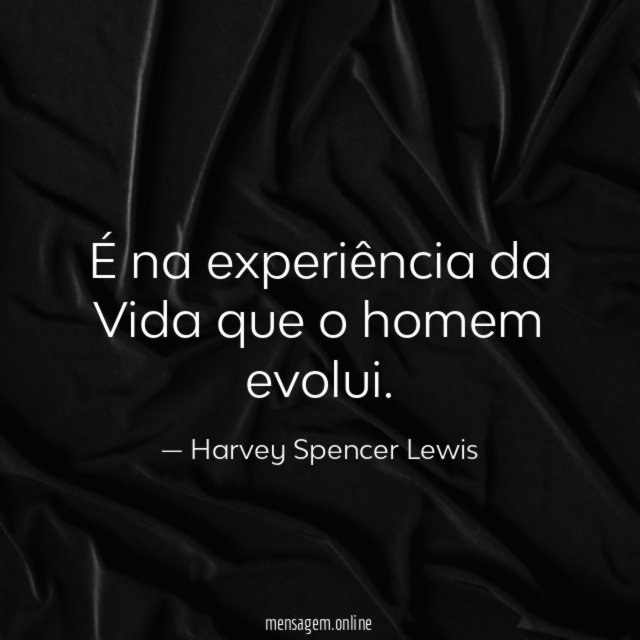 É na experiência da Vida que o homem evolui