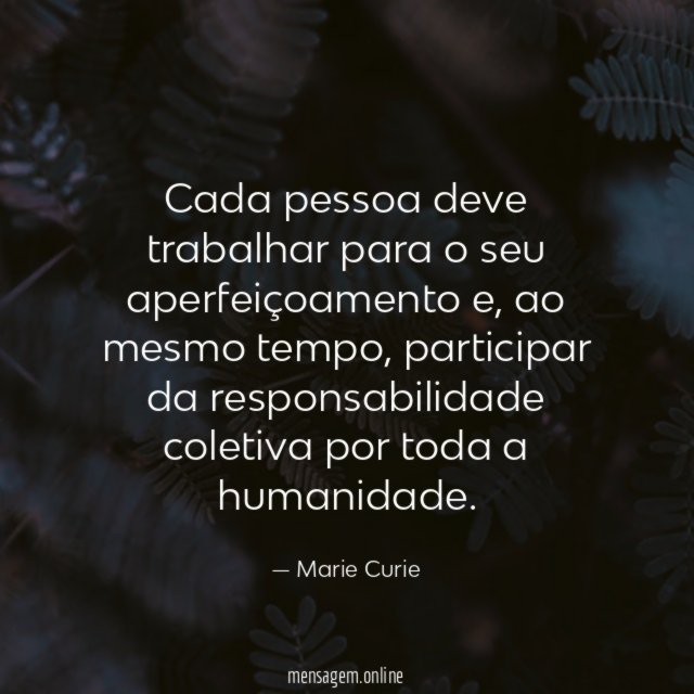 Cada pessoa deve trabalhar para o seu aperfeiçoamento