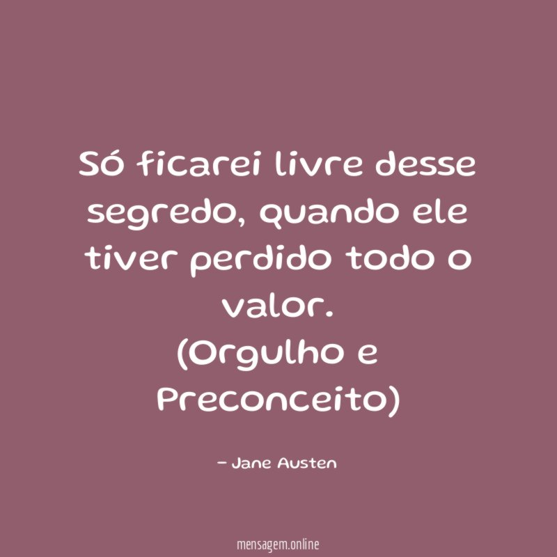 Só ficarei livre desse segredo