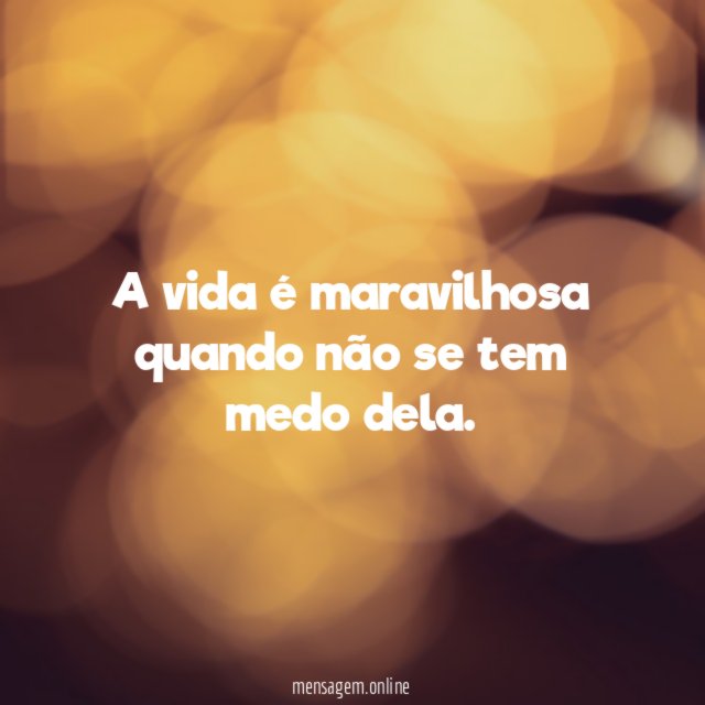 A vida é maravilhosa quando não se tem medo dela