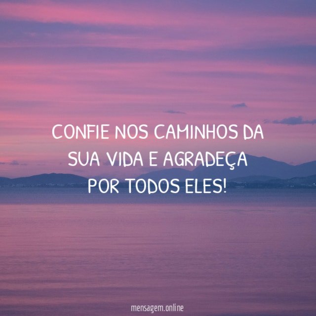 Confie nos caminhos da sua vida e agradeça por todos eles