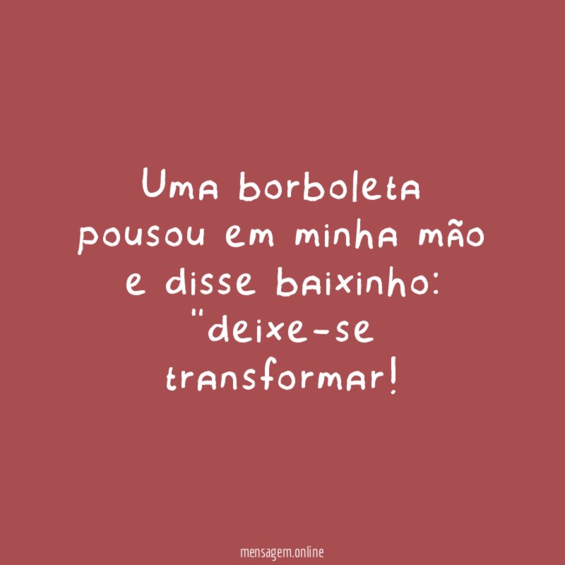 Uma borboleta pousou em minha mão e disse baixinho