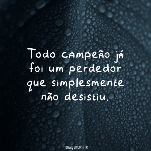 Todo campeão já foi um perdedor que simplesmente não desistiu