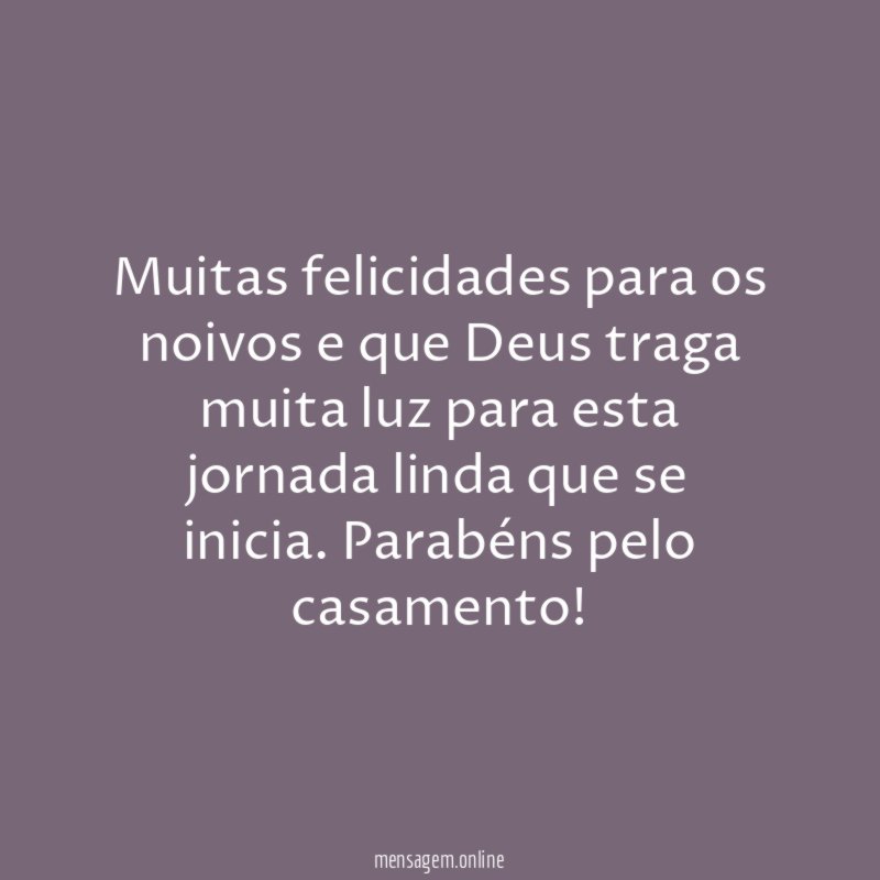 Muitas felicidades para os noivos e que Deus