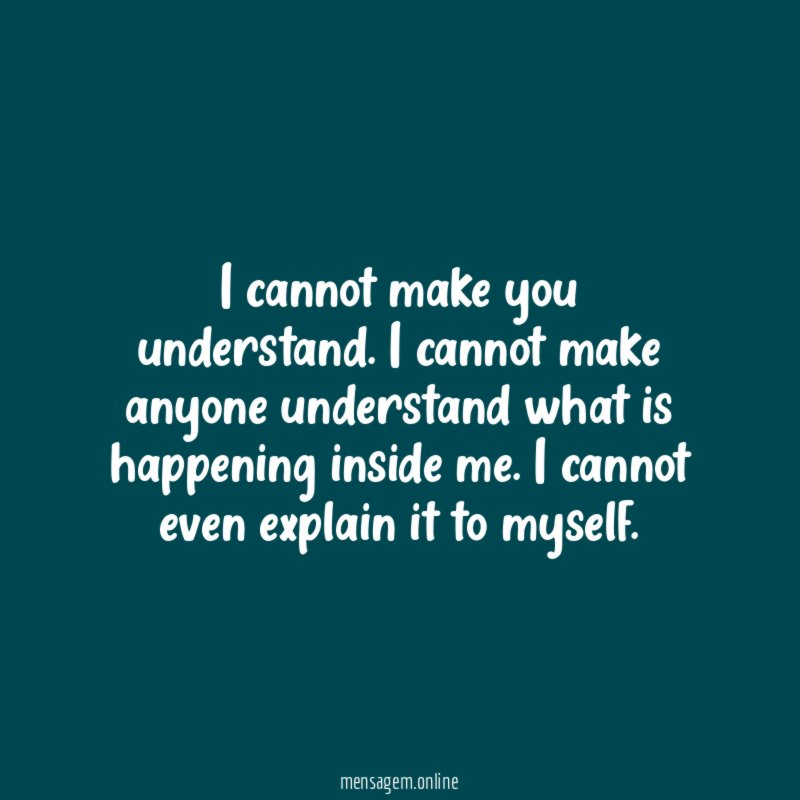 I cannot make you understand
