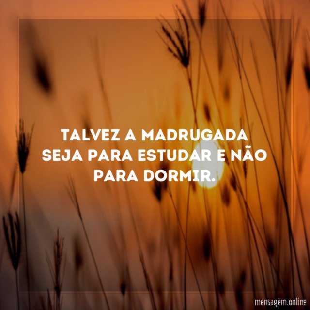 Talvez a madrugada seja para estudar e não para dormir