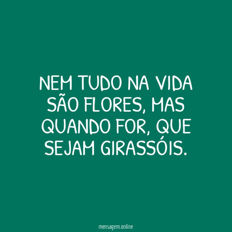 Nem tudo na vida são flores