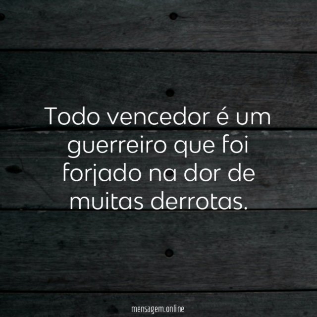 Todo vencedor é um guerreiro que foi forjado na dor de muitas derrotas