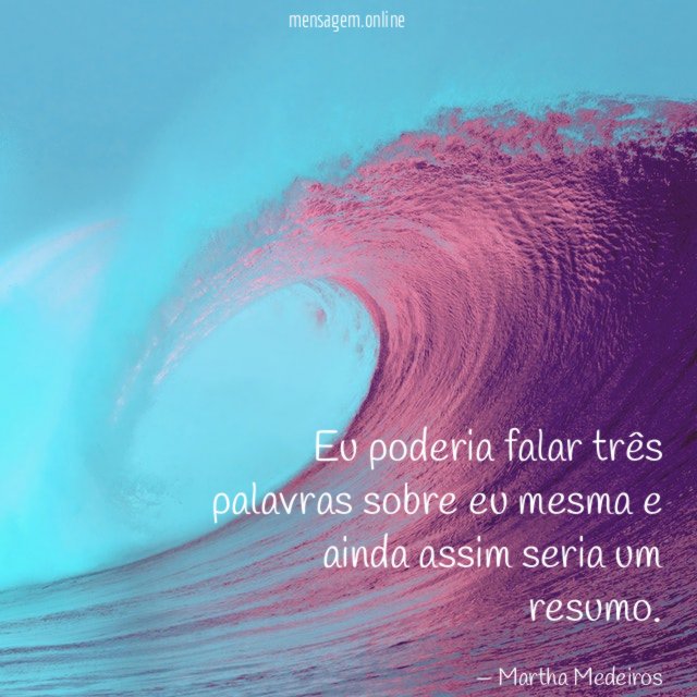Eu poderia falar três palavras sobre eu mesma