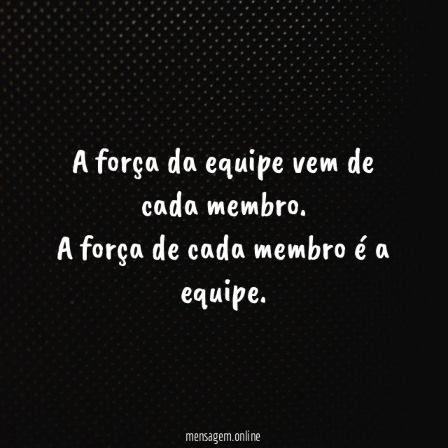 A força da equipe vem de cada membro