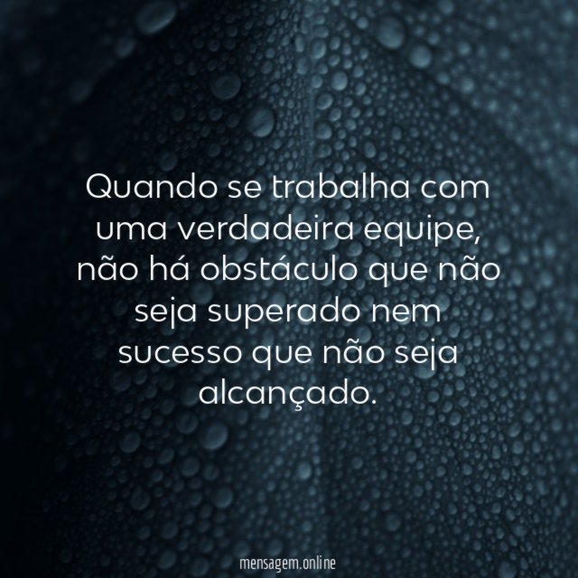 Quando se trabalha com uma verdadeira equipe