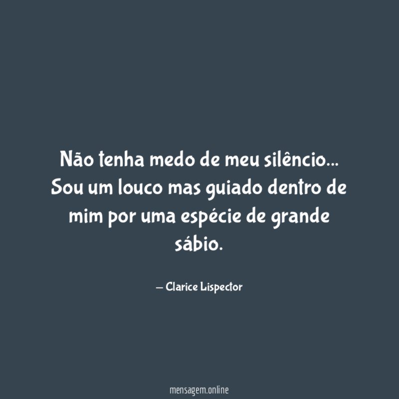Não tenha medo de meu silêncio