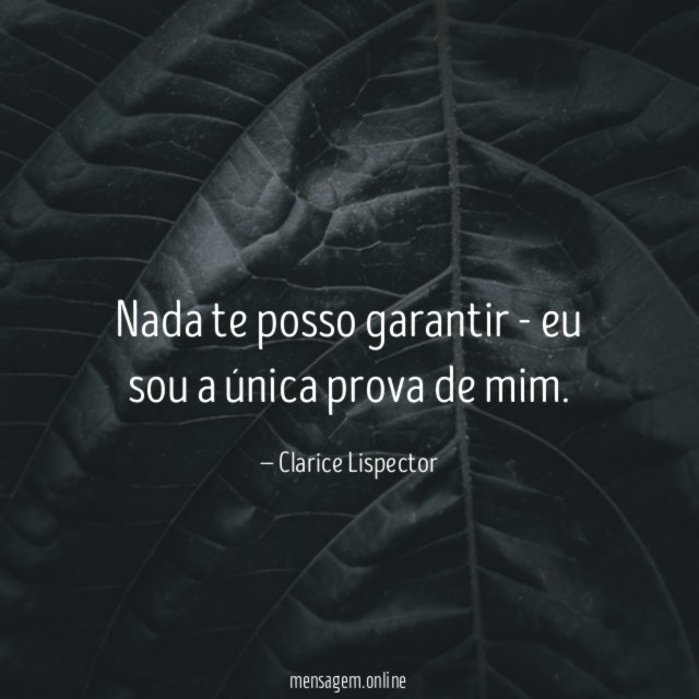 Nada te posso garantir - eu sou a única prova de mim
