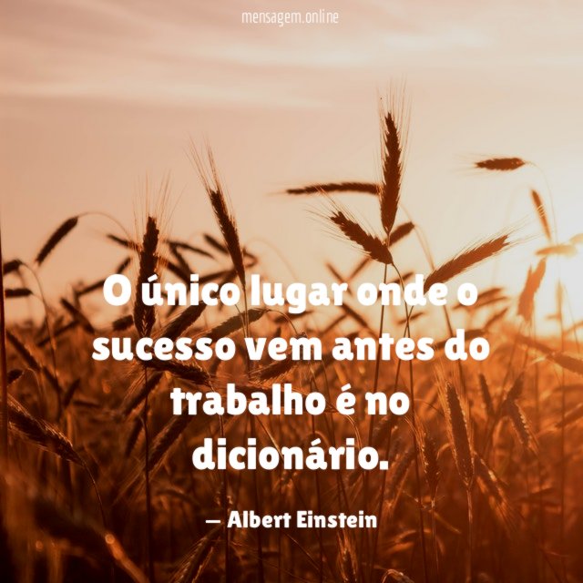 O único lugar onde o sucesso vem antes