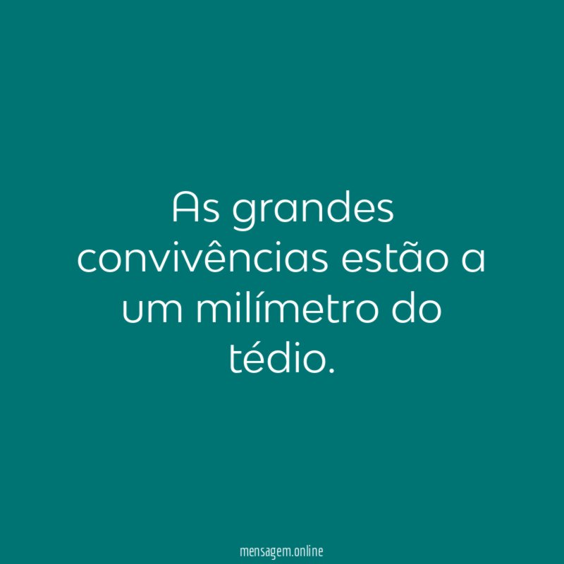 As grandes convivências estão a um milímetro do