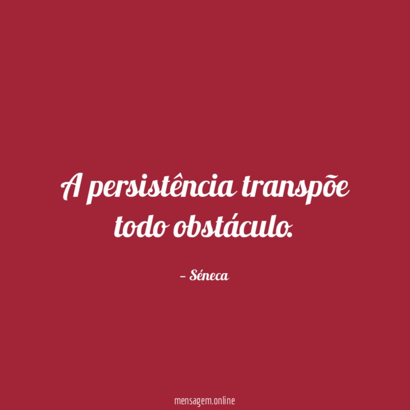 A persistência transpõe todo obstáculo