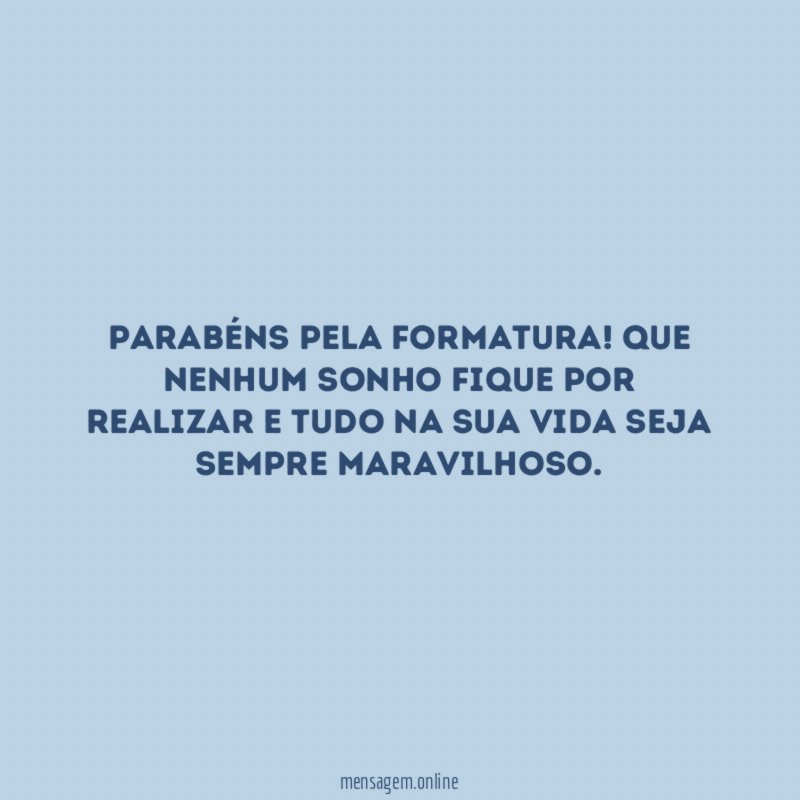 Parabéns pela formatura