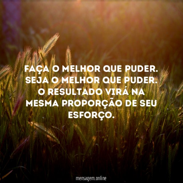 Faça o melhor que puder. Seja o melhor que puder