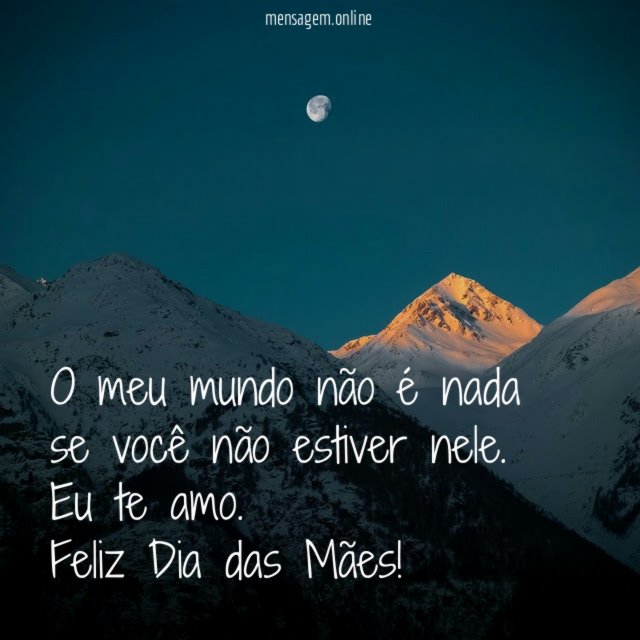 Eu te amo. Feliz Dia das Mães!
