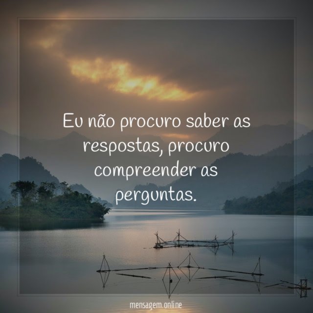 Eu não procuro saber as respostas