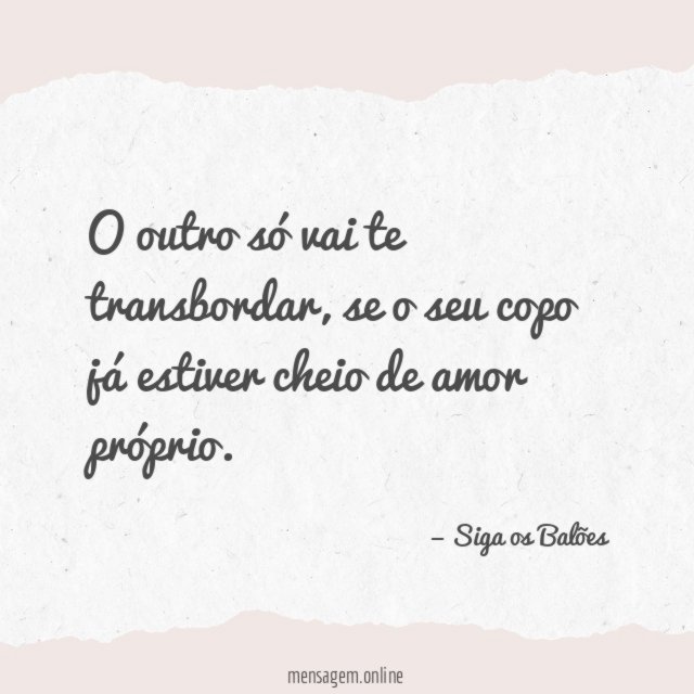 O outro só vai te transbordar
