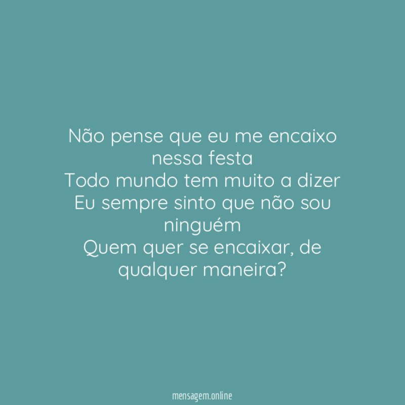 Não pense que eu me encaixo nessa festa Todo