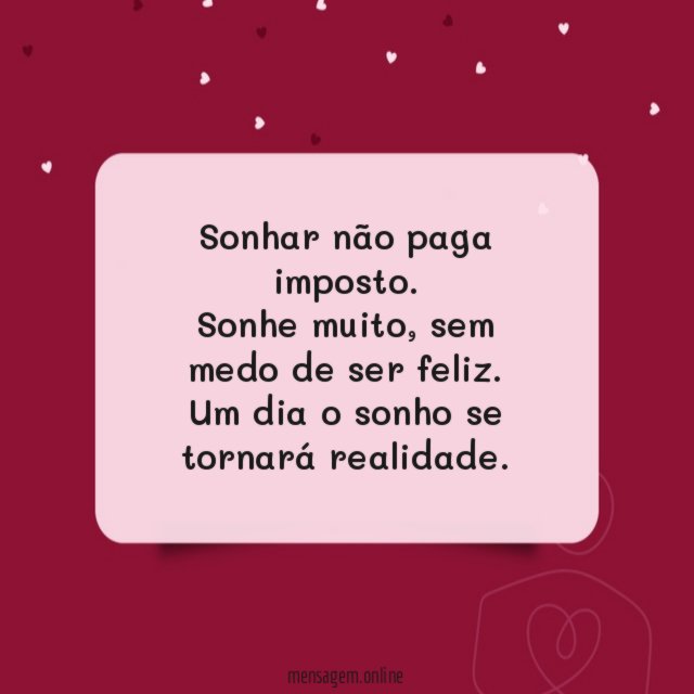 Sonhar não paga imposto