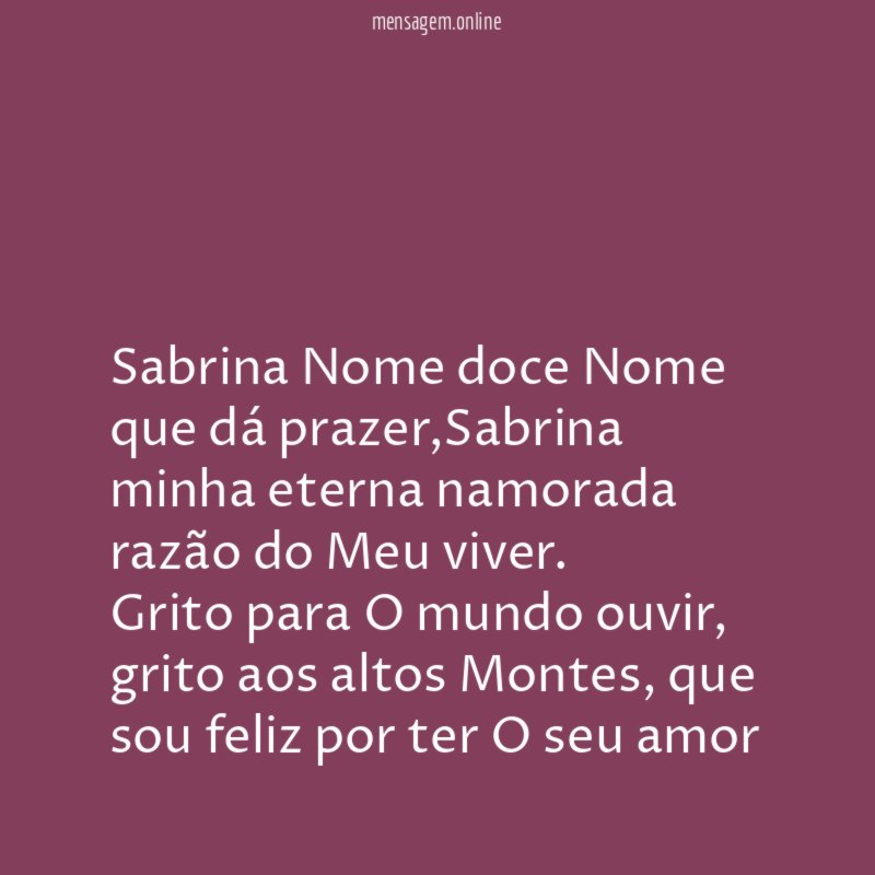Sabrina Nome doce Nome que dá prazer