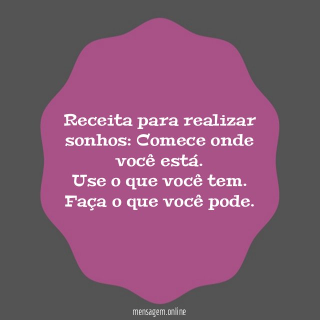 Receita para realizar sonhos