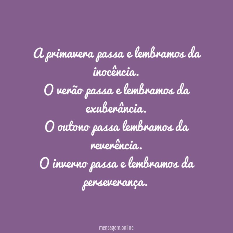 A primavera passa e lembramos da inocência