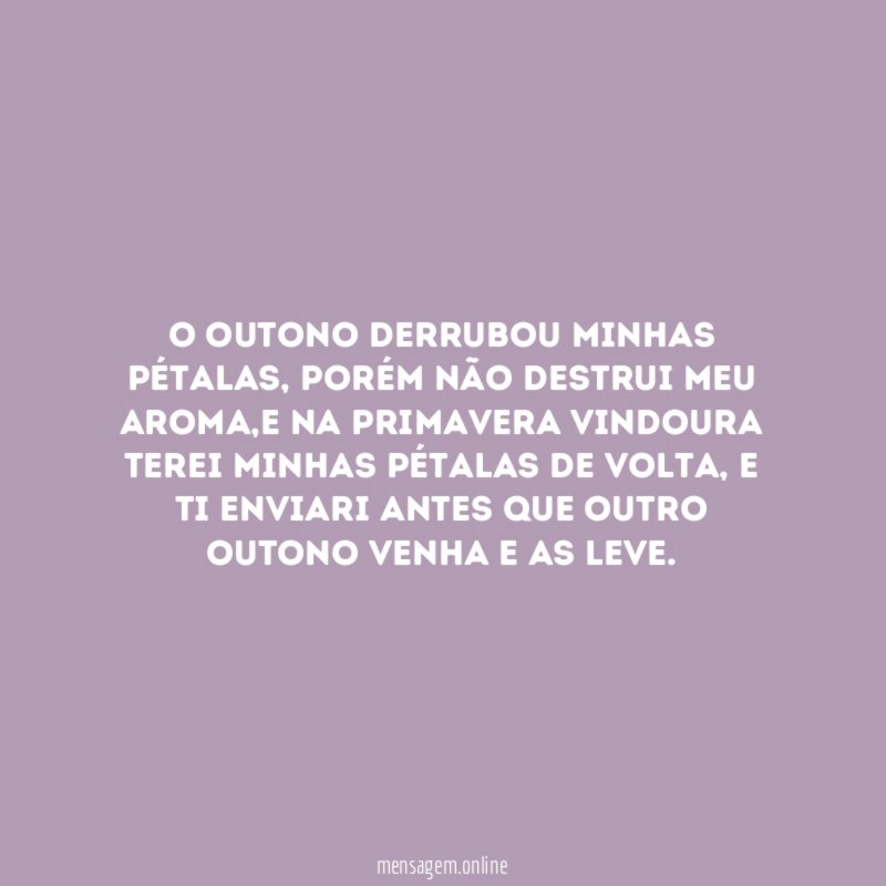 O outono derrubou minhas pétalas