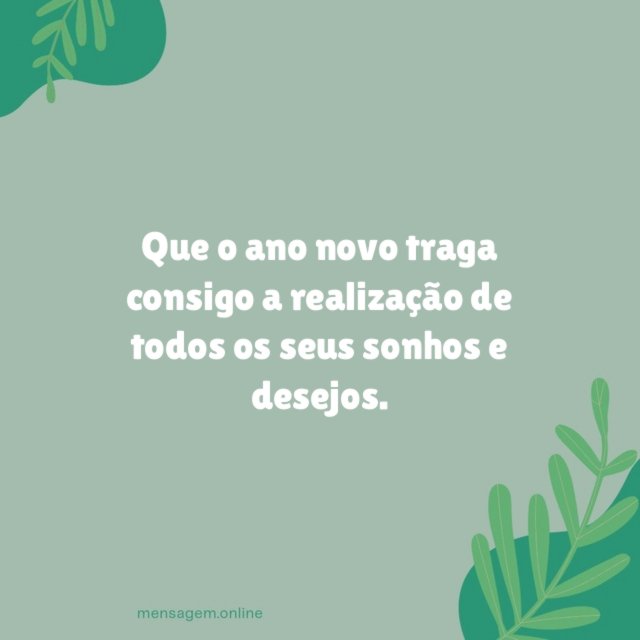 Que o ano novo traga