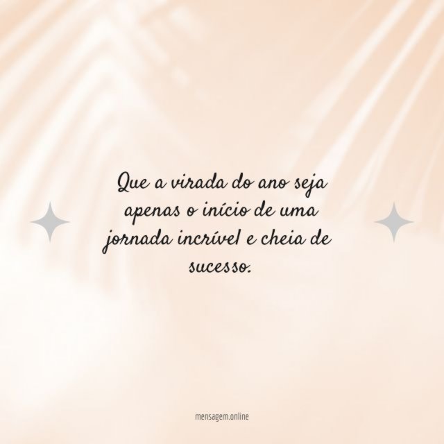 Que a virada do ano seja