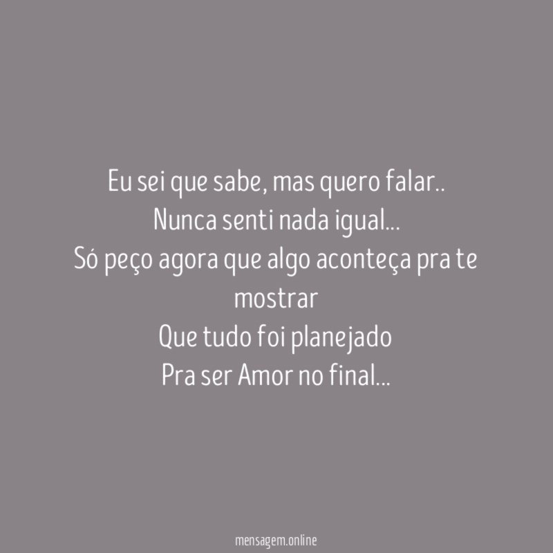 Eu sei que sabe