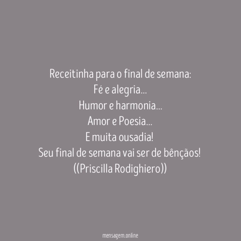 Receitinha para o final de semana:
