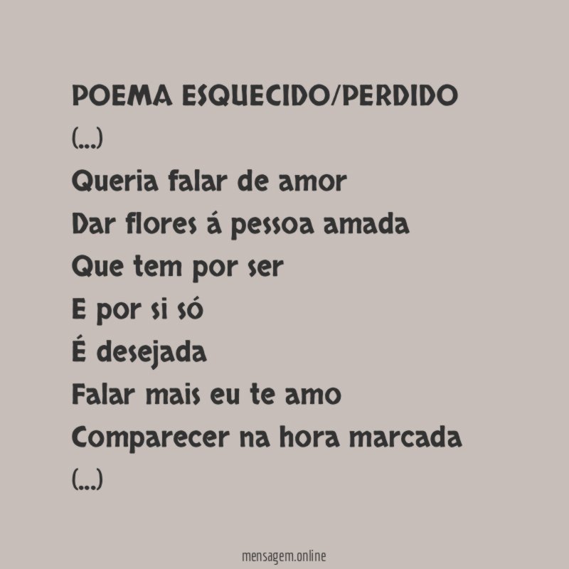 POEMA ESQUECIDO/PERDIDO
