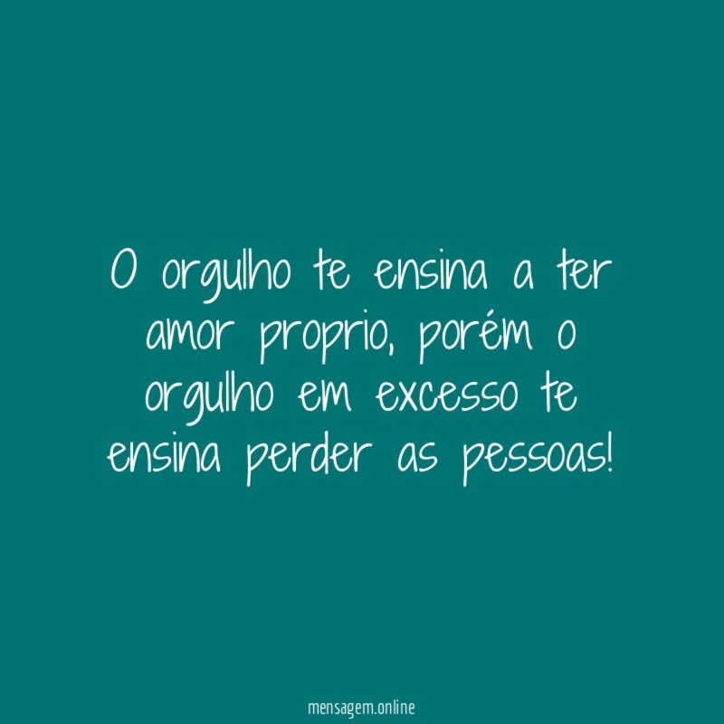 O orgulho te ensina a ter amor proprio