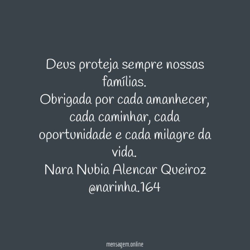 Deus proteja sempre nossas famílias