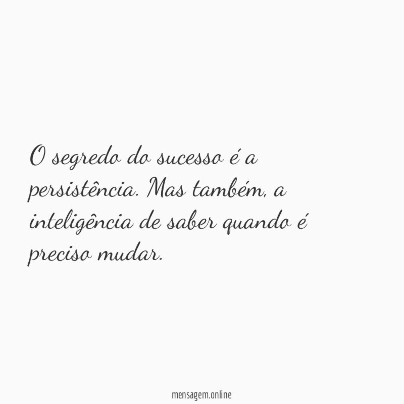 O segredo do sucesso é a persistência