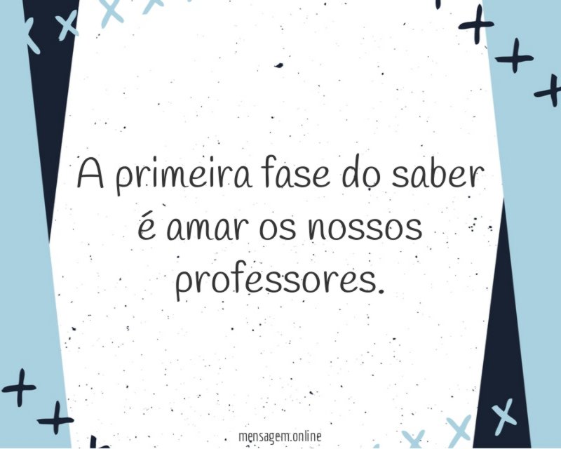 A primeira fase do saber é amar os nossos professores