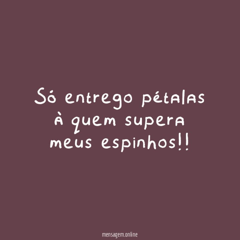 Só entrego pétalas à quem supera meus espinhos