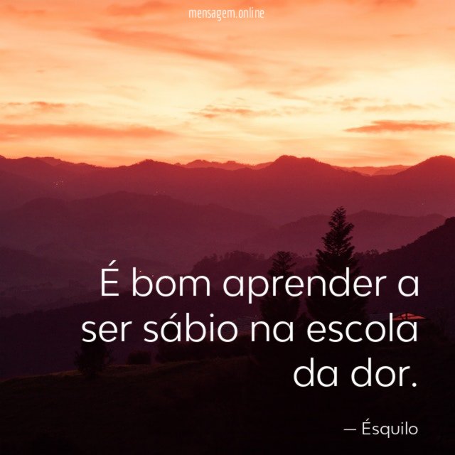 É bom aprender a ser sábio na escola da dor