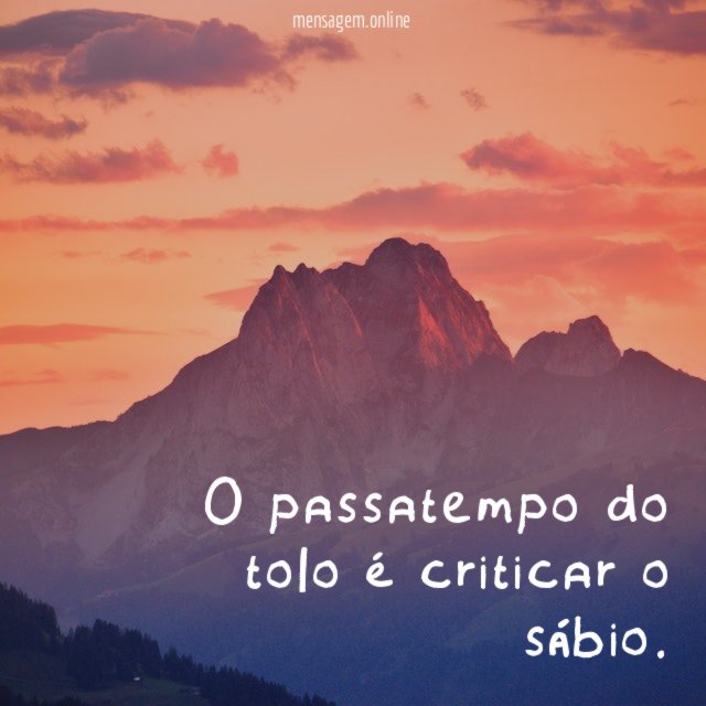 O passatempo do tolo é criticar o sábio