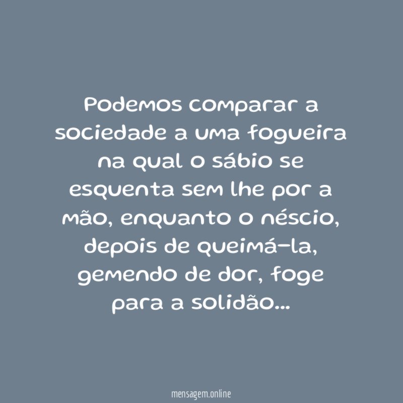 Podemos comparar a sociedade a uma fogueira na