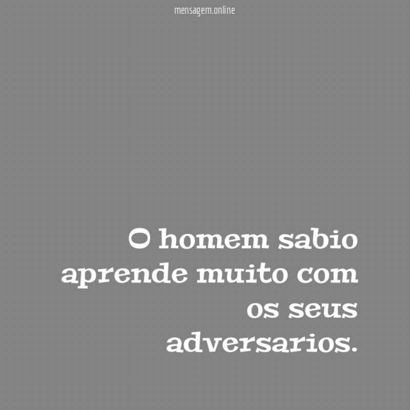 O homem sabio aprende muito com os seus adversarios