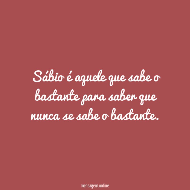 Sábio é aquele que sabe o bastante para