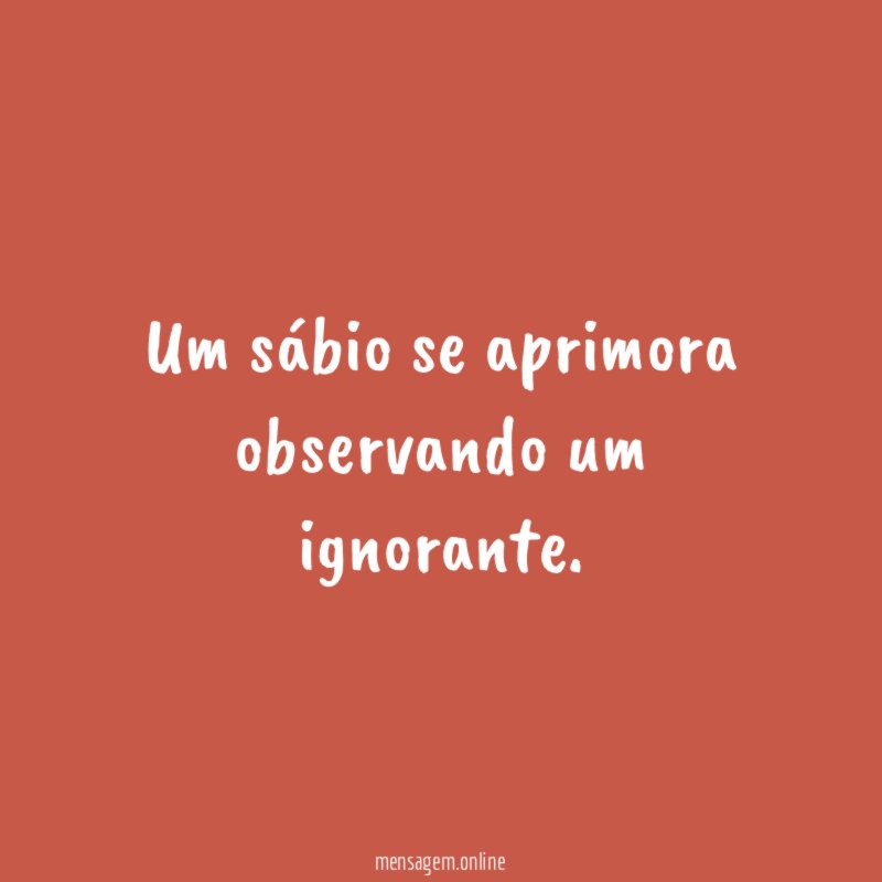 Um sábio se aprimora observando um ignorante